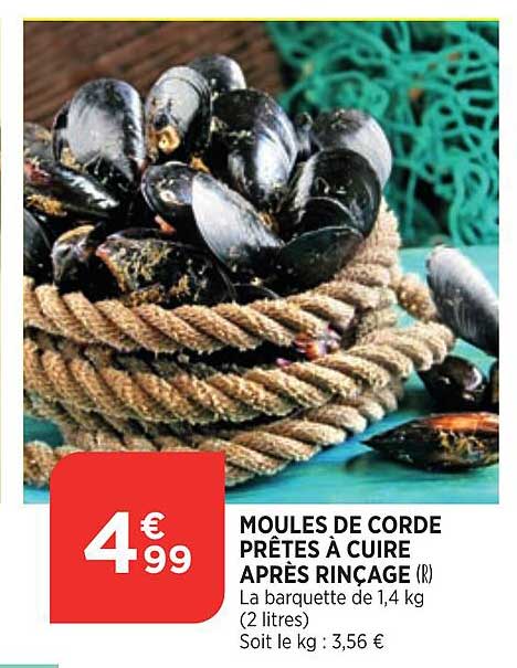 moules de corde prêtes à cuire après rinçage