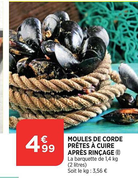 moules de corde prêtes à cuire après rinçage