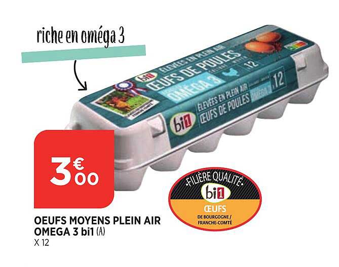 œufs moyens plein air oméga 3 bi1