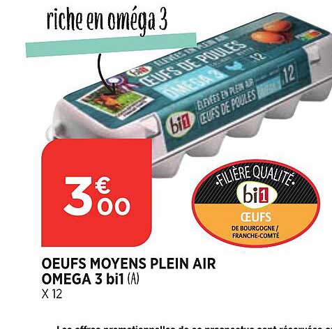 œufs moyens plein air oméga 3 bi1
