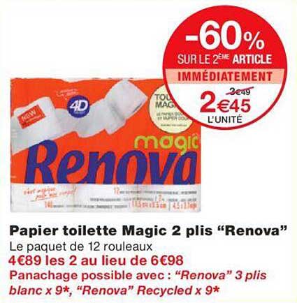 papier toilette magic 2 plis "renova"