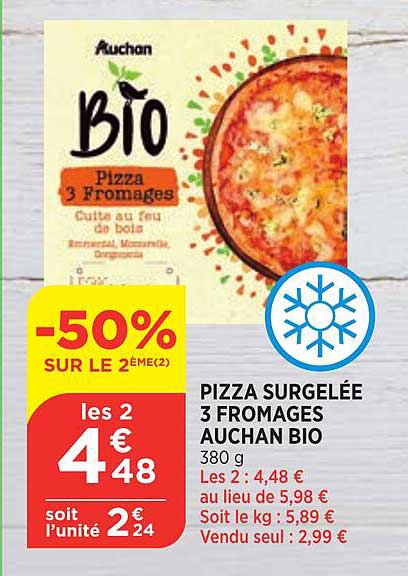 Pizza Surgelée 3 Fromages Auchan Bio