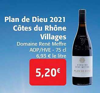 plan de dieu 2021 côtes du rhône villages domaine rené meffre aop-hve