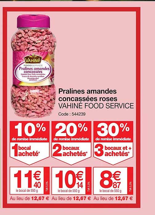 pralinés amandes concassées roses vahiné food service