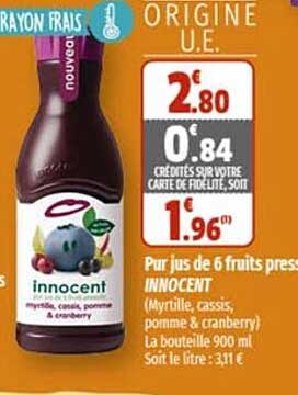 pur jus de 6 fruits pressée innocent