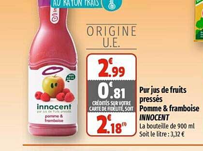 pur jus de fruits pressés pomme & framboise innocent