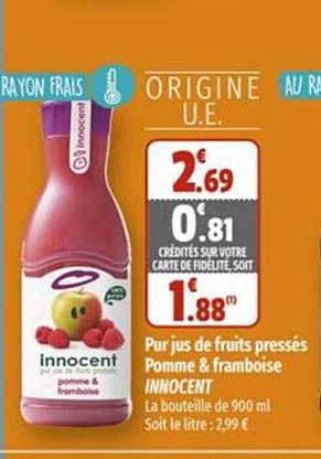 pus jus de fruits pressés pomme & framboise innocent