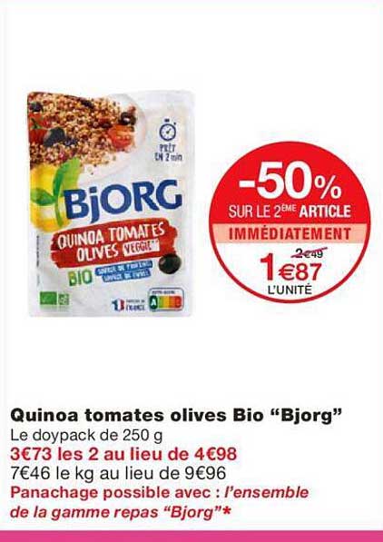 Quinoa Tomates Olives Bio "bjorg"