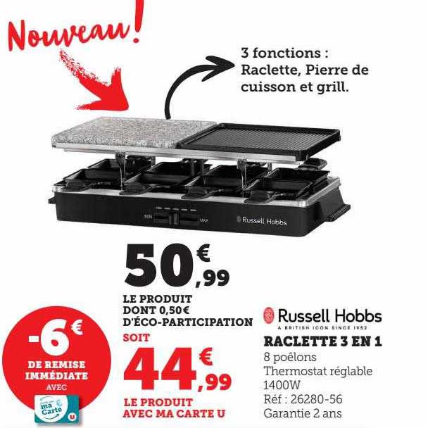 raclette 3 en 1 russell hobbs