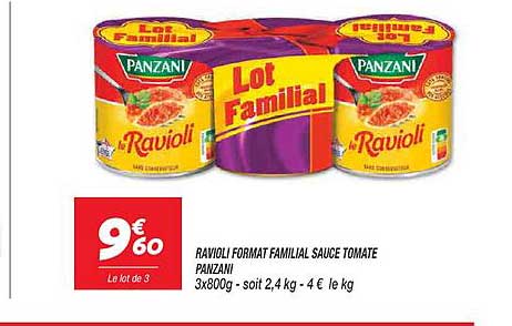 ravioli format familial sauce tomate panzani
