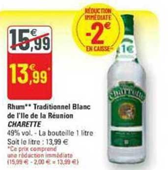 rhum traditionnel blanc de l'île de la réunion charette