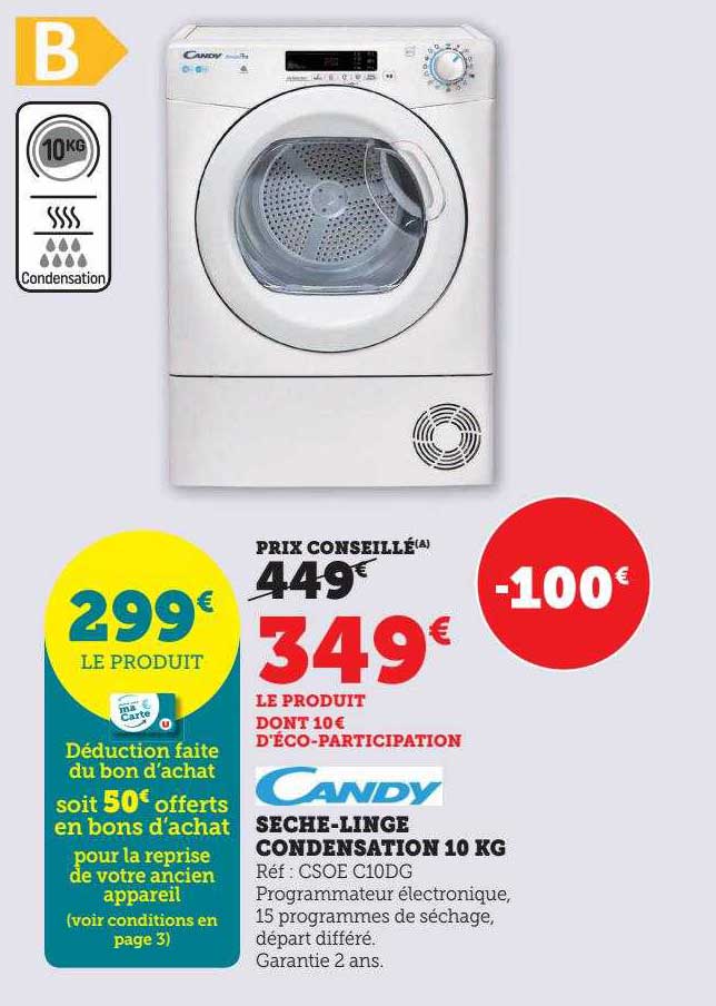 sèche-linge condensation 10 kg candy