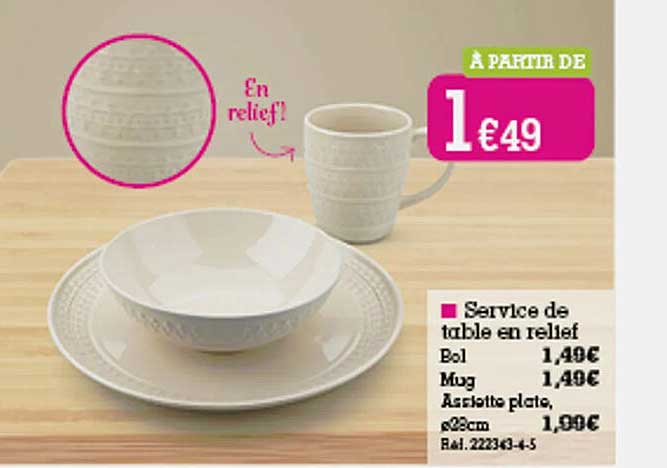 service de table en relief