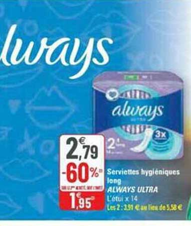 serviettes hygiéniques long always ultra