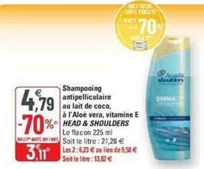 Shampooing Antipelliculaire Au Lait De Coco, à L'aloe Vera, Vitamine E Head & Shoulders