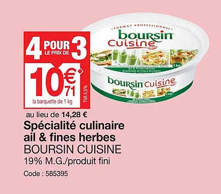 spécialité culinaire ail & fines herbes boursin cuisine