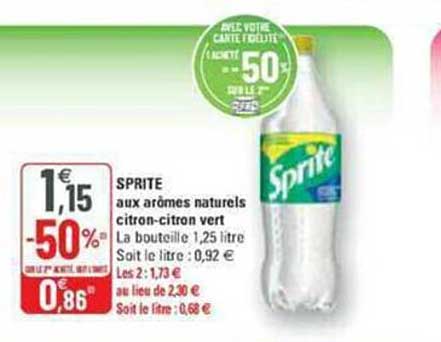 sprite aux arômes naturels citron-citron vert