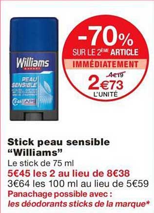 stick peau sensible "williams"