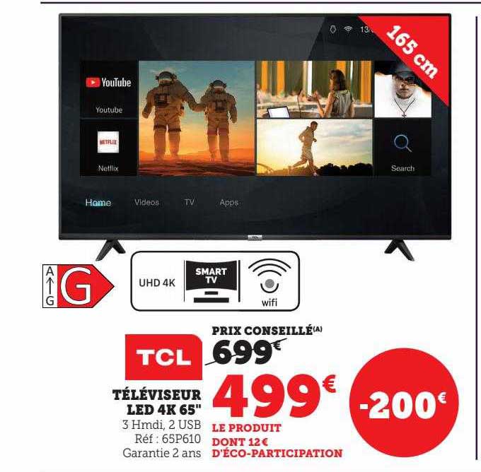 Téléviseur Led 4k 65" Tcl