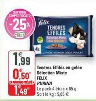 Tendres Effilés En Gelée Sélection Mixte Felix Purina