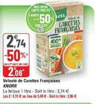 velouté de carottes françaises knorr