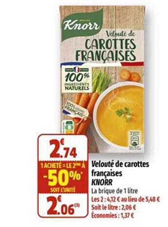 velouté de carottes françaises knorr