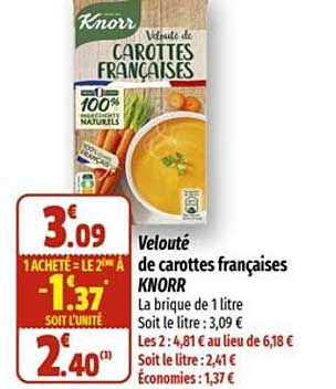 velouté de carottes françaises knorr