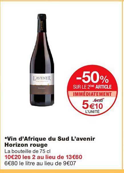 vin d'afrique du sud l'avenir horizon rouge