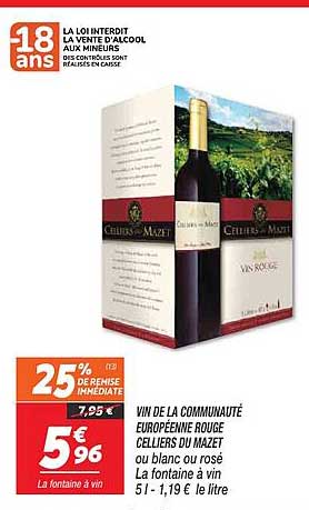 vin de la communauté européenne rouge celliers du mazet