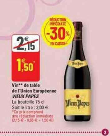 vin de table de l'union européenne vieux papes