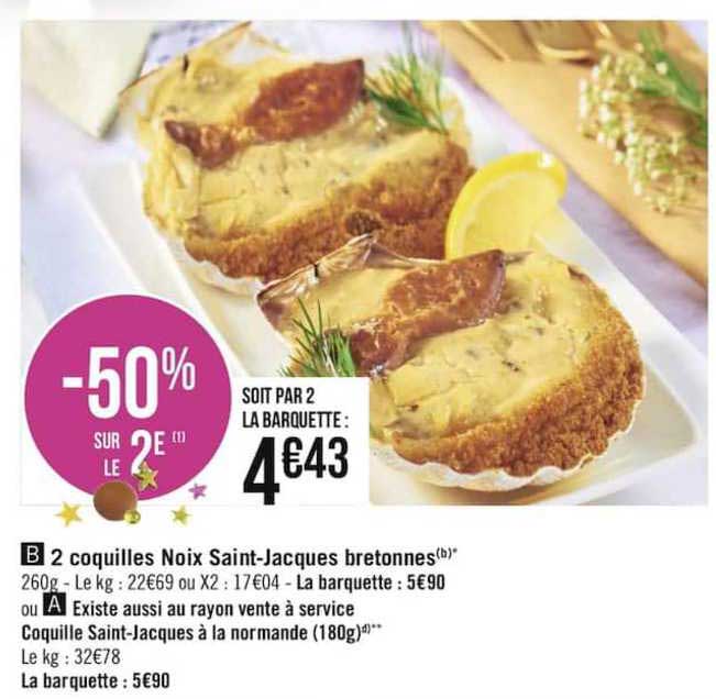 2 coquilles noix saint-jacques bretonnes