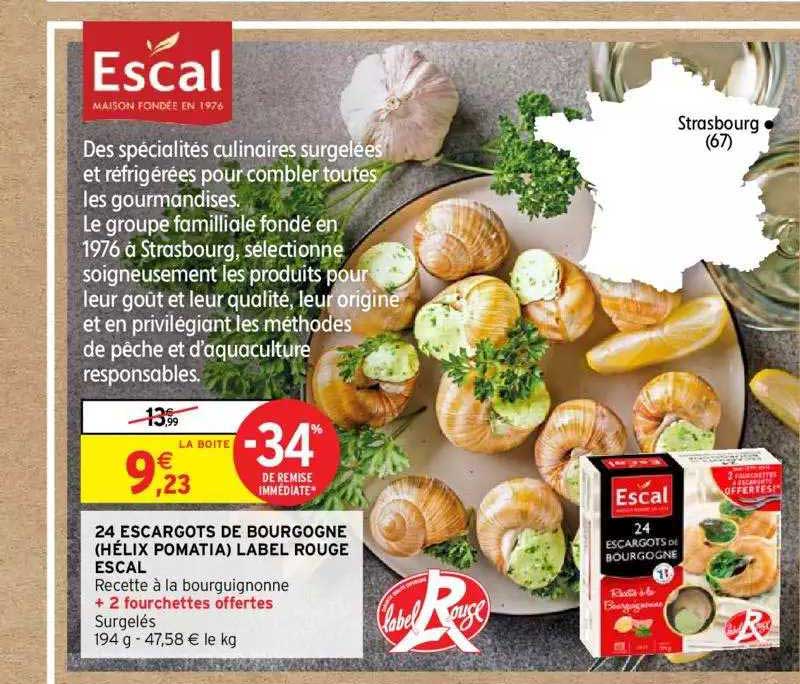 24 Escargots De Bourgogne (hélix Pomatia) Label Rouge Escal
