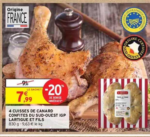 4 cuisses de canard confites du sud-ouest igp lartigue et fils