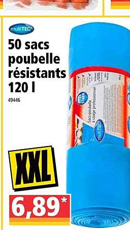 50 sacs poubelle résistants 120 l multitec