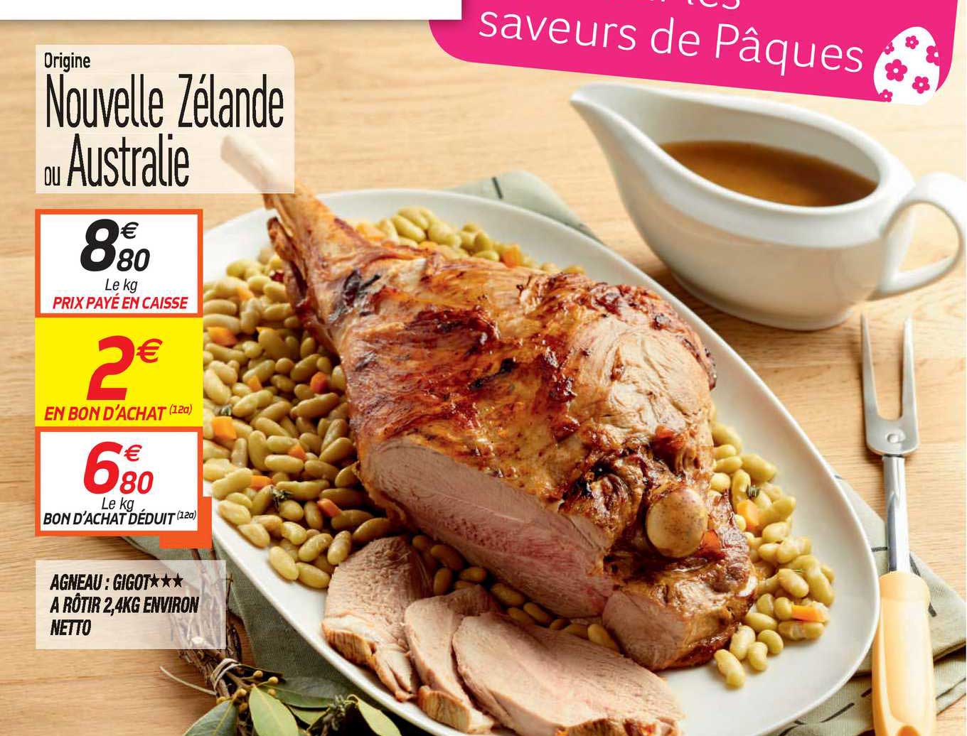agneau : gigot à rôtir 2,4kg environ netto