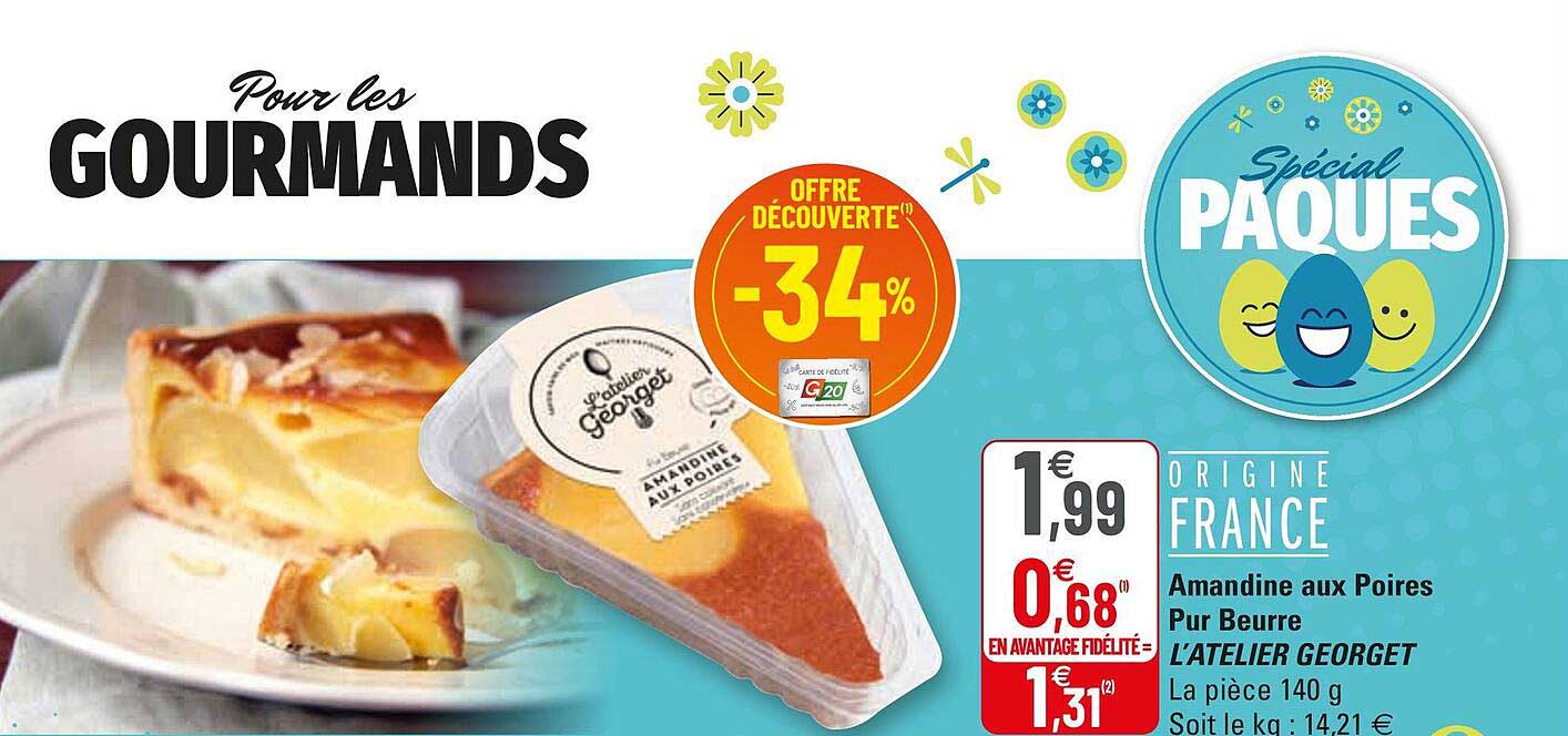 amandine aux poires pur beurre l'atelier georget