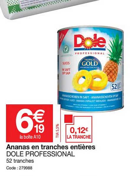 ananas en tranches entières dole professional