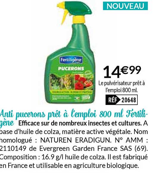 anti pucerons prêt à l'emploi 800 ml fertiligène