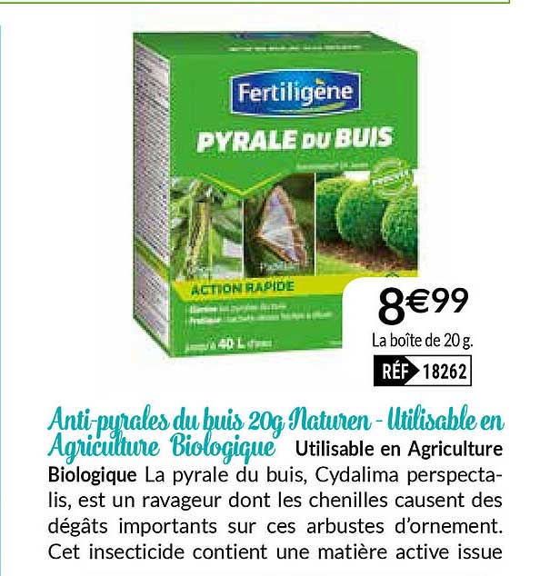 anti-pyrales du buis 20g naturen - utilisable en agriculture biologique