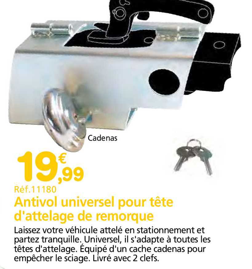 antivol universel pour tête d'attelage de remorque