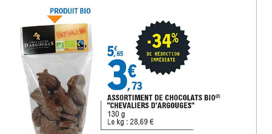 assortiment de chocolats bio "chevaliers d'argouges"
