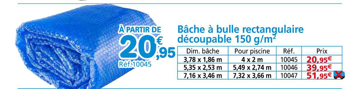 bâche à bulle rectangulaire découpable 150 g-m²