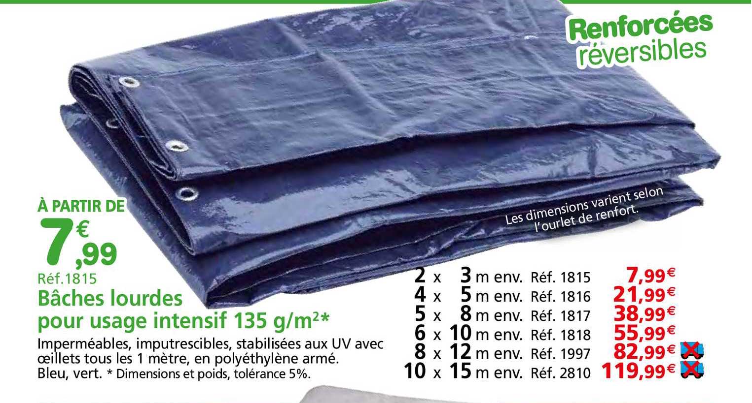 bâches lourdes pour usage intensif 135 g-m²