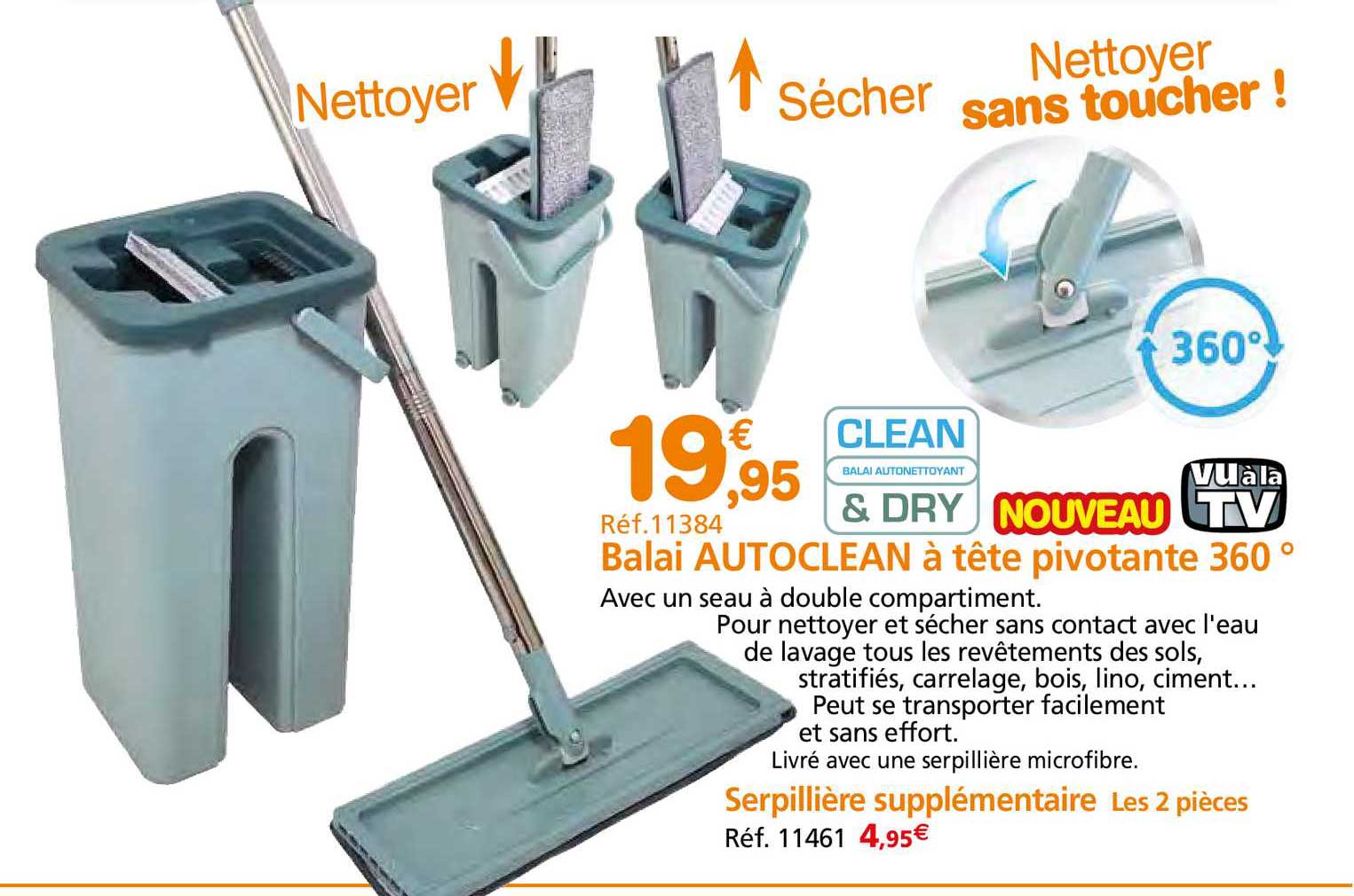 balai autoclean à tête pivotante 360°