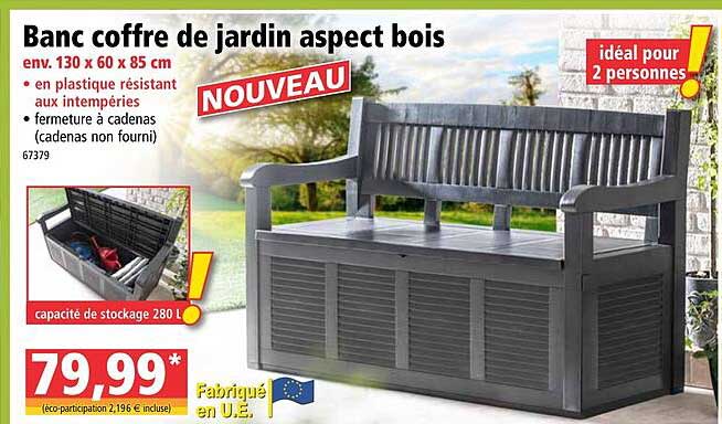 banc coffre de jardin aspect bois