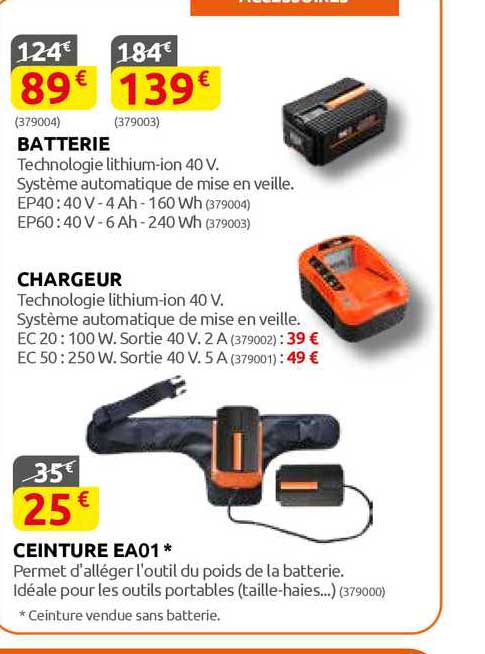 Batterie, Chargeur, Ceinture Ea01