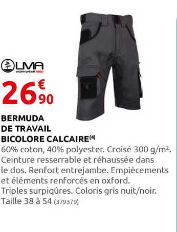 bermuda de travail bicolore calcaire lma
