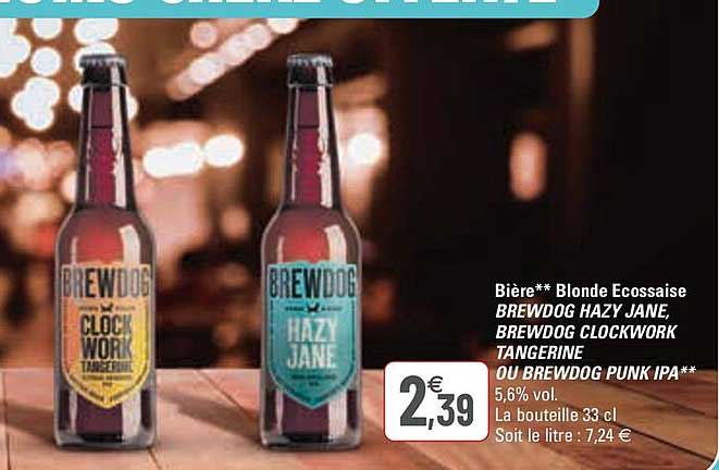 bière blonde ecossaise brewdog hazy jane, brewdog clockwork tangerine ou brewdog punk ipa