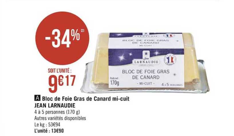 bloc de foie gras de canard mi-cuit jean larnaudie