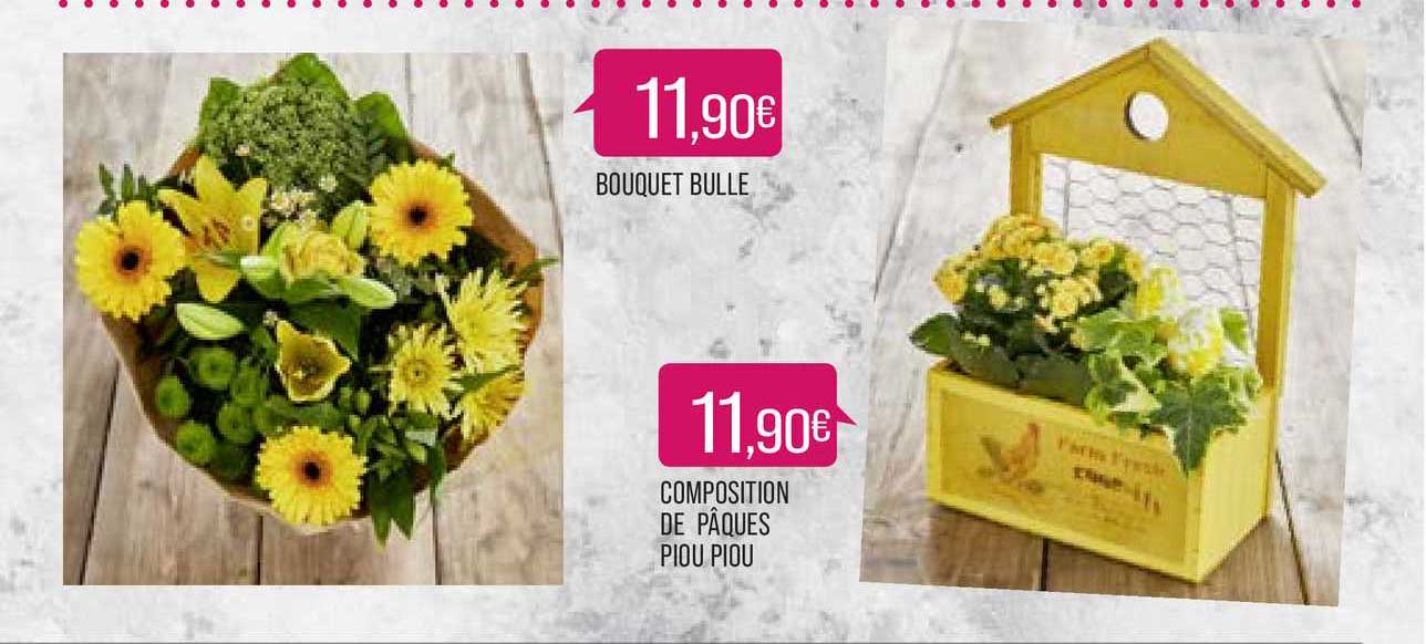 bouquet bulle , composition de pâques piou piou